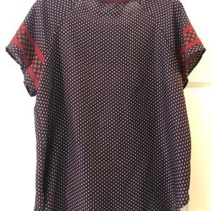 LOFT Tops - Maroon shirt with blue and red details LOFT Tops - Maroon shirt with blue and red details